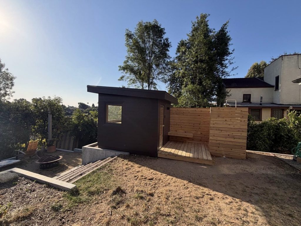 Detached sauna cabin on a Napa Valley property